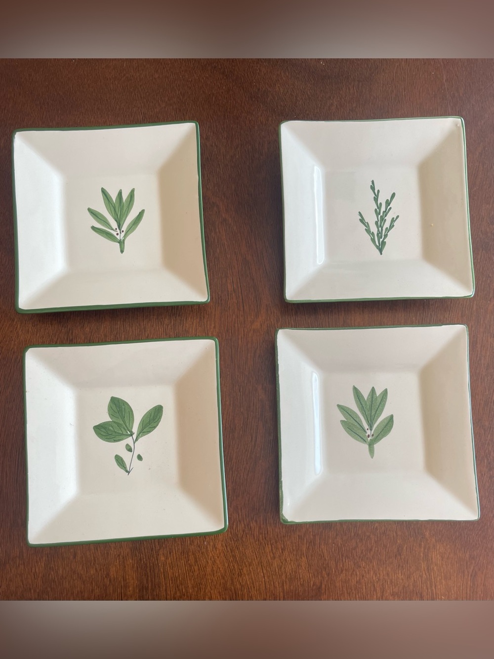 World Market Set of 4 Ceramic Appetizer Plates With Botanical Floral Prints